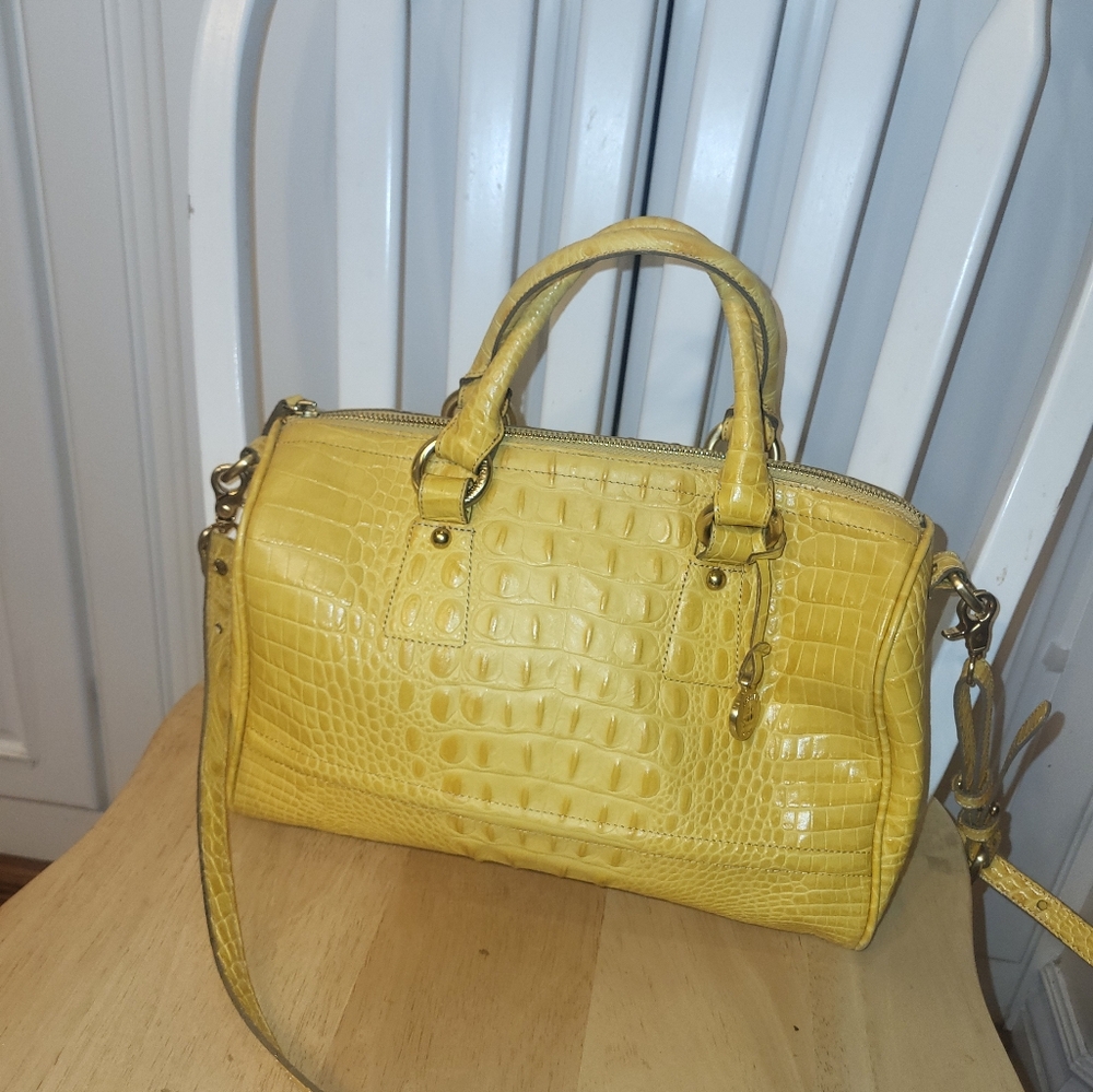 BRAHMIN Yellow Leather Crocodile Satchel